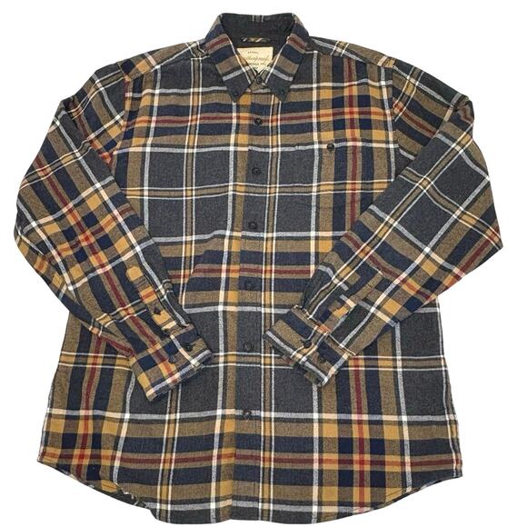 Weatherproof Vintage Button Down Shirt Men's L Gray Check Plaid Flannel Casual - Picture 1 of 12
